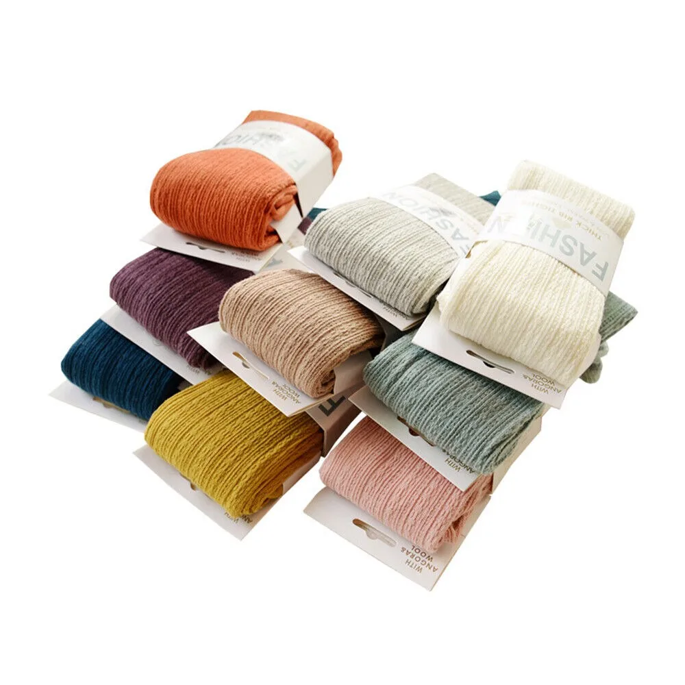 Women Thermal Knitted Footed Tights Warm Breathable Cotton Pantyhose Winter High Stretch Stockings High Quality