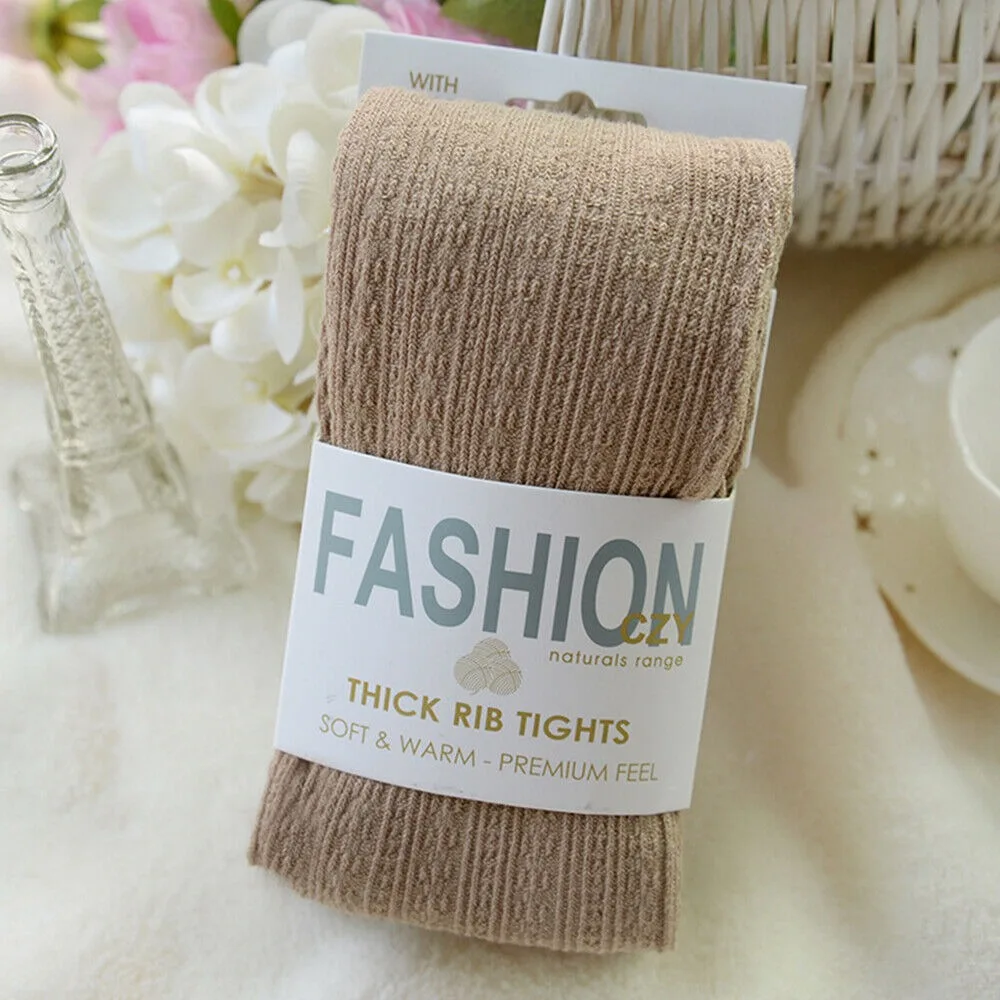 Women Thermal Knitted Footed Tights Warm Breathable Cotton Pantyhose Winter High Stretch Stockings High Quality