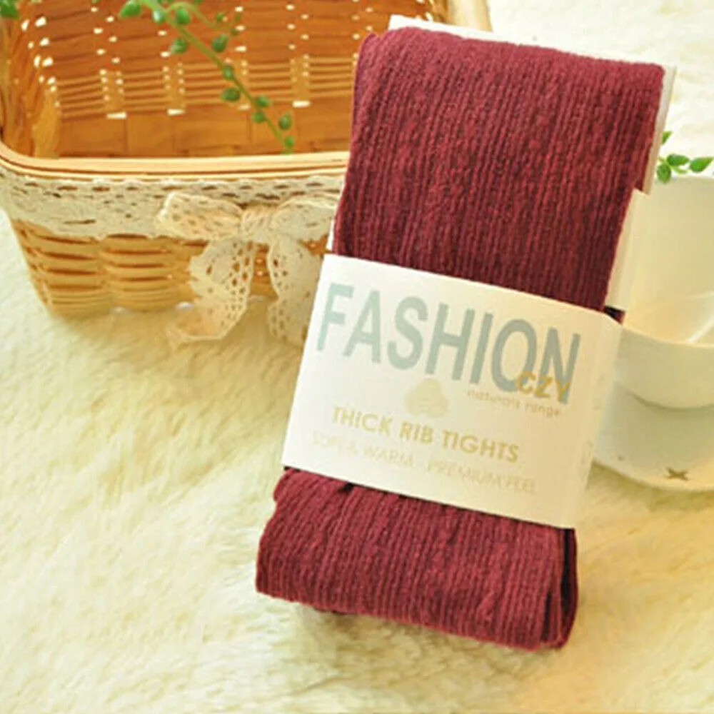 Women Thermal Knitted Footed Tights Warm Breathable Cotton Pantyhose Winter High Stretch Stockings High Quality
