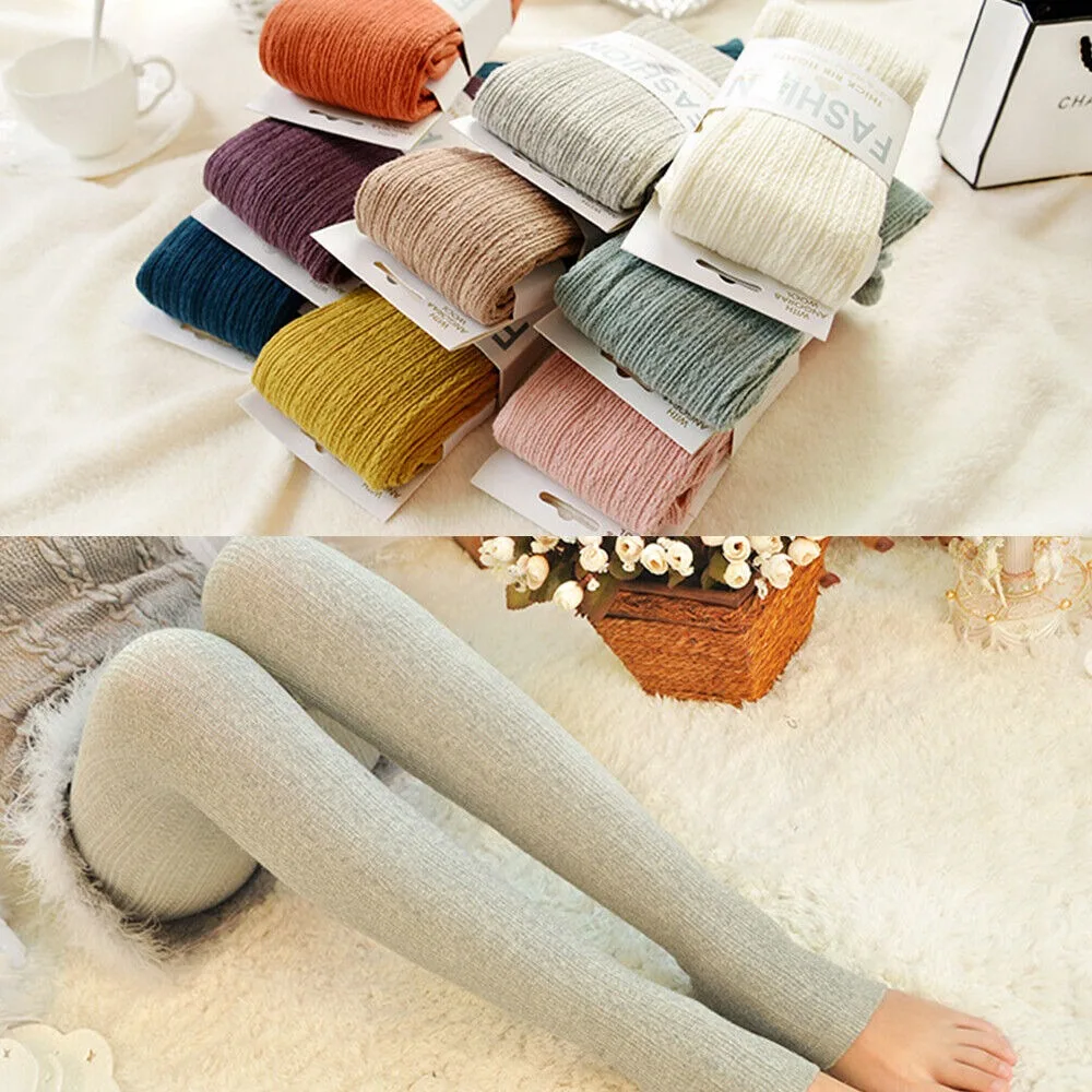 Women Thermal Knitted Footed Tights Warm Breathable Cotton Pantyhose Winter High Stretch Stockings High Quality
