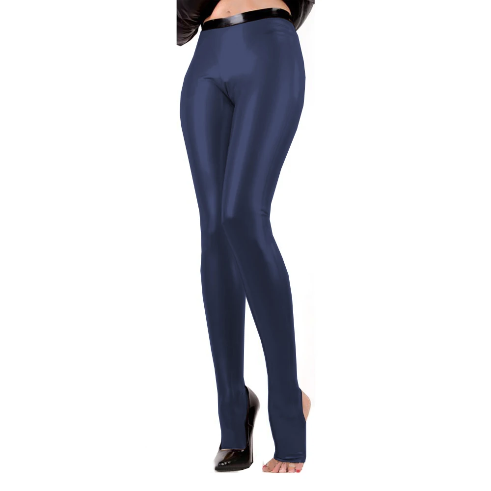 Exotic Unisex Sexy Faux Latex Leggings High Waist Patchwork with Feet Open Socks Nightclub Pants Shiny PVC Bodycon Trousers 7XL