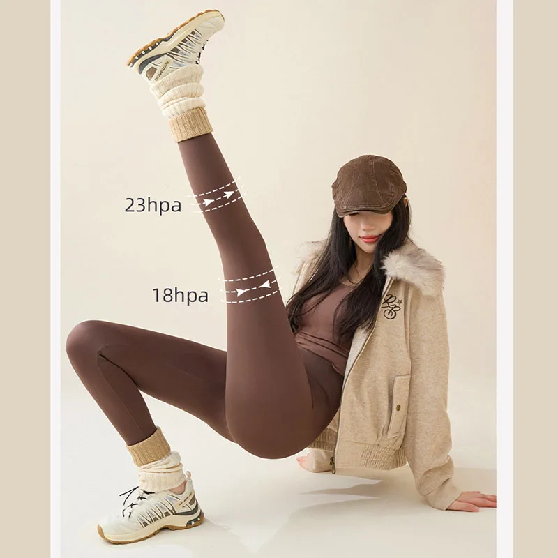 2025 New Women's Sharkskin Pants Winter Elastic Slim Thin Leg Yoga Leggings Female High Waist Thicken Plus Velvet Warm Leggings