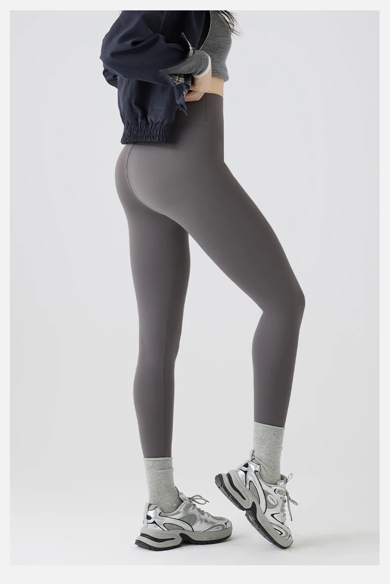 BIVIGAOS Autumn New Thin Brushed Fleece Shaping Sharkskin Leggings Women Seamless Tight Sexy Sports Yoga Fitness Leggings Spring