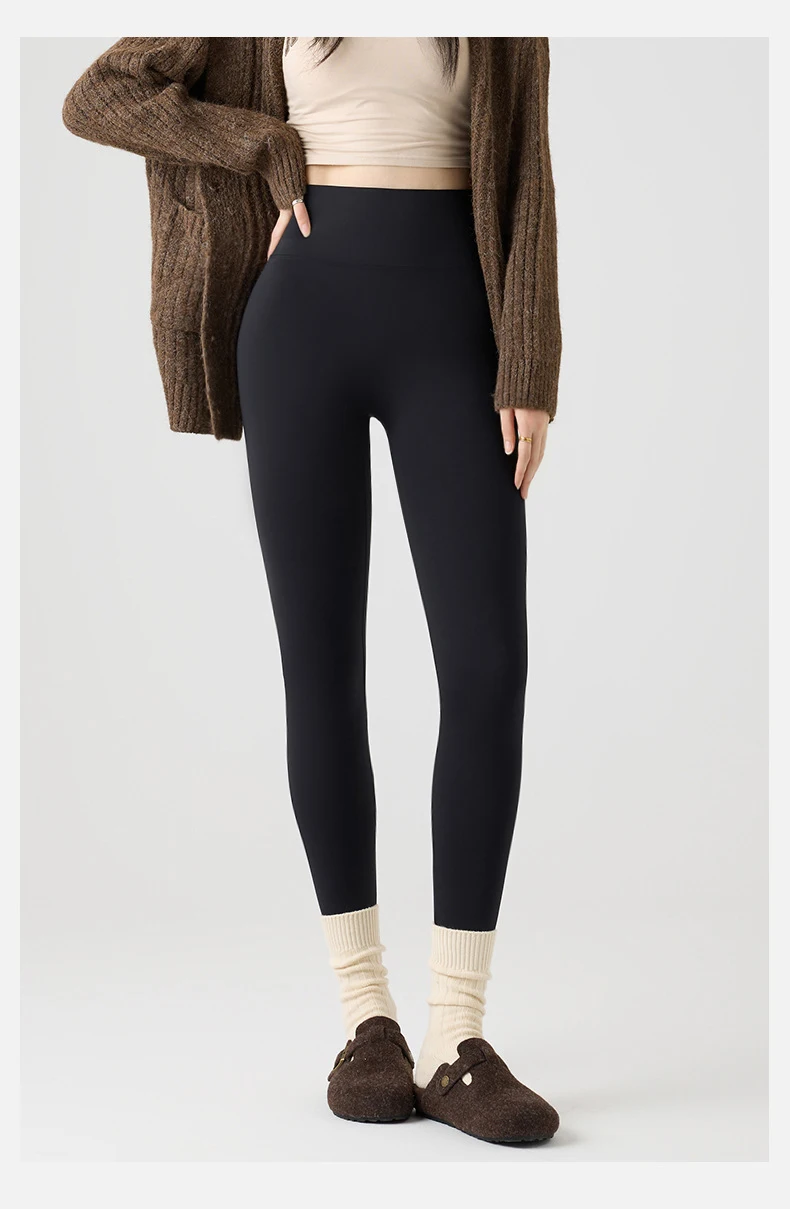 BIVIGAOS Autumn New Thin Brushed Fleece Shaping Sharkskin Leggings Women Seamless Tight Sexy Sports Yoga Fitness Leggings Spring
