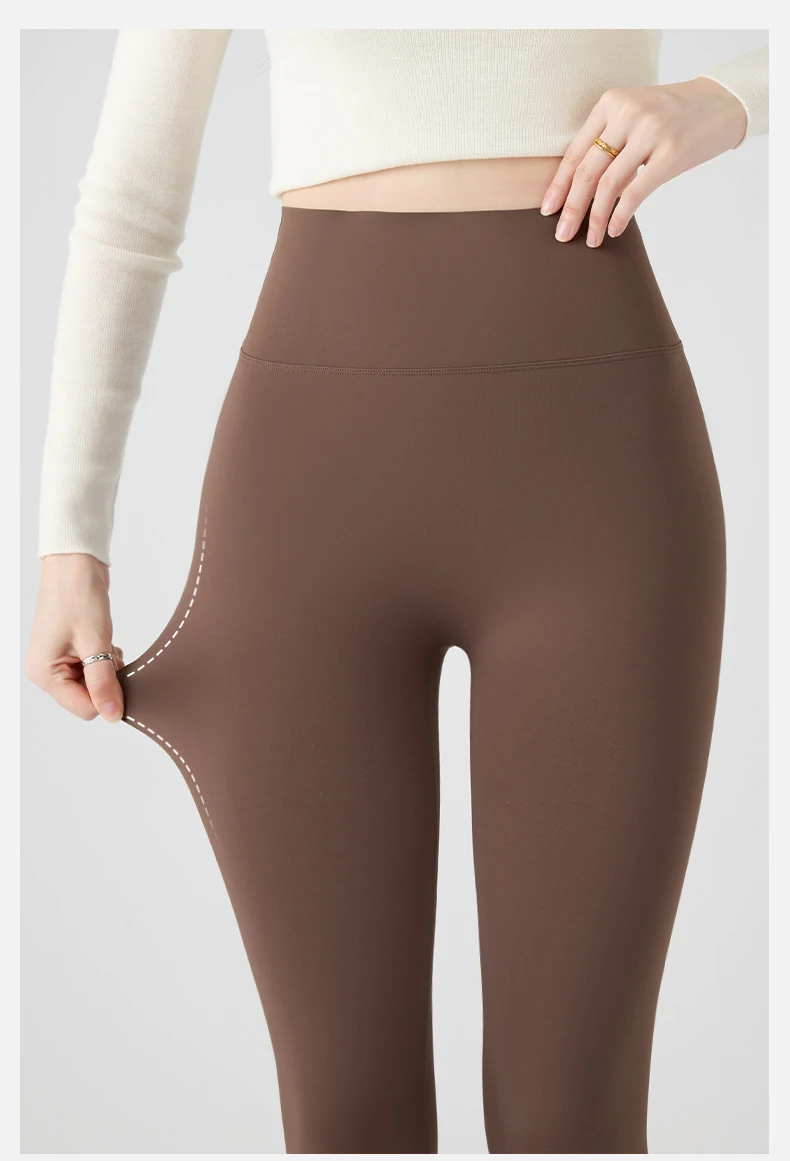 BIVIGAOS Autumn New Thin Brushed Fleece Shaping Sharkskin Leggings Women Seamless Tight Sexy Sports Yoga Fitness Leggings Spring