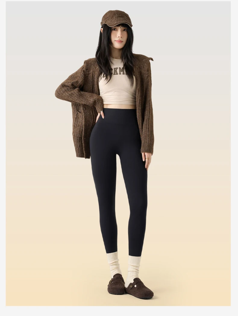 BIVIGAOS Autumn New Thin Brushed Fleece Shaping Sharkskin Leggings Women Seamless Tight Sexy Sports Yoga Fitness Leggings Spring