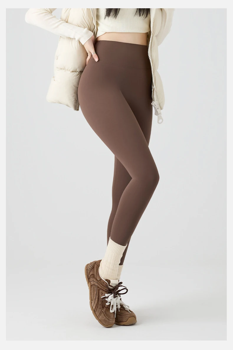 BIVIGAOS Autumn New Thin Brushed Fleece Shaping Sharkskin Leggings Women Seamless Tight Sexy Sports Yoga Fitness Leggings Spring