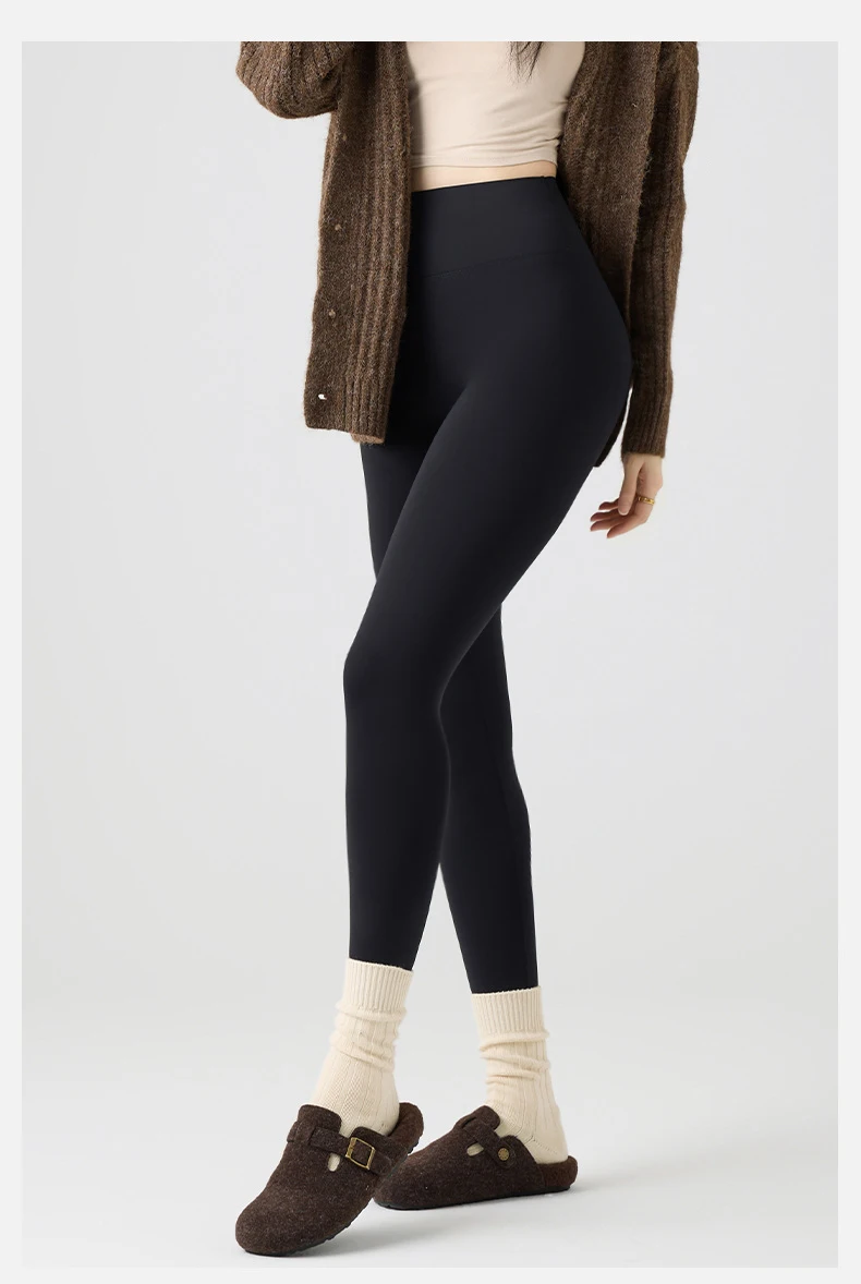 BIVIGAOS Autumn New Thin Brushed Fleece Shaping Sharkskin Leggings Women Seamless Tight Sexy Sports Yoga Fitness Leggings Spring