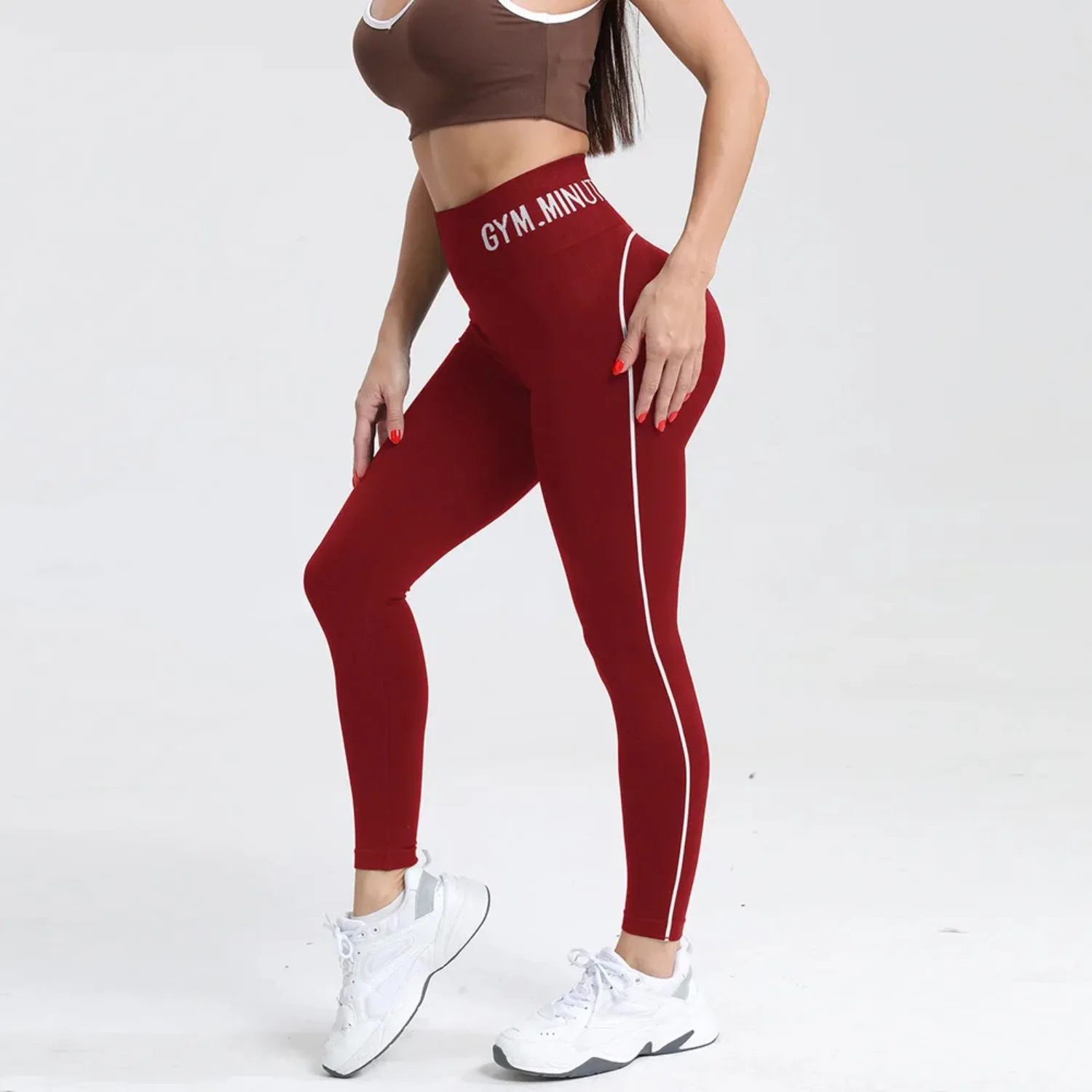 New Color-Blocking Letter Leggings Women Gym High Waist Yoga Pants Seamless Hip Lift Fitness Tights Quick Dry Workout Pants