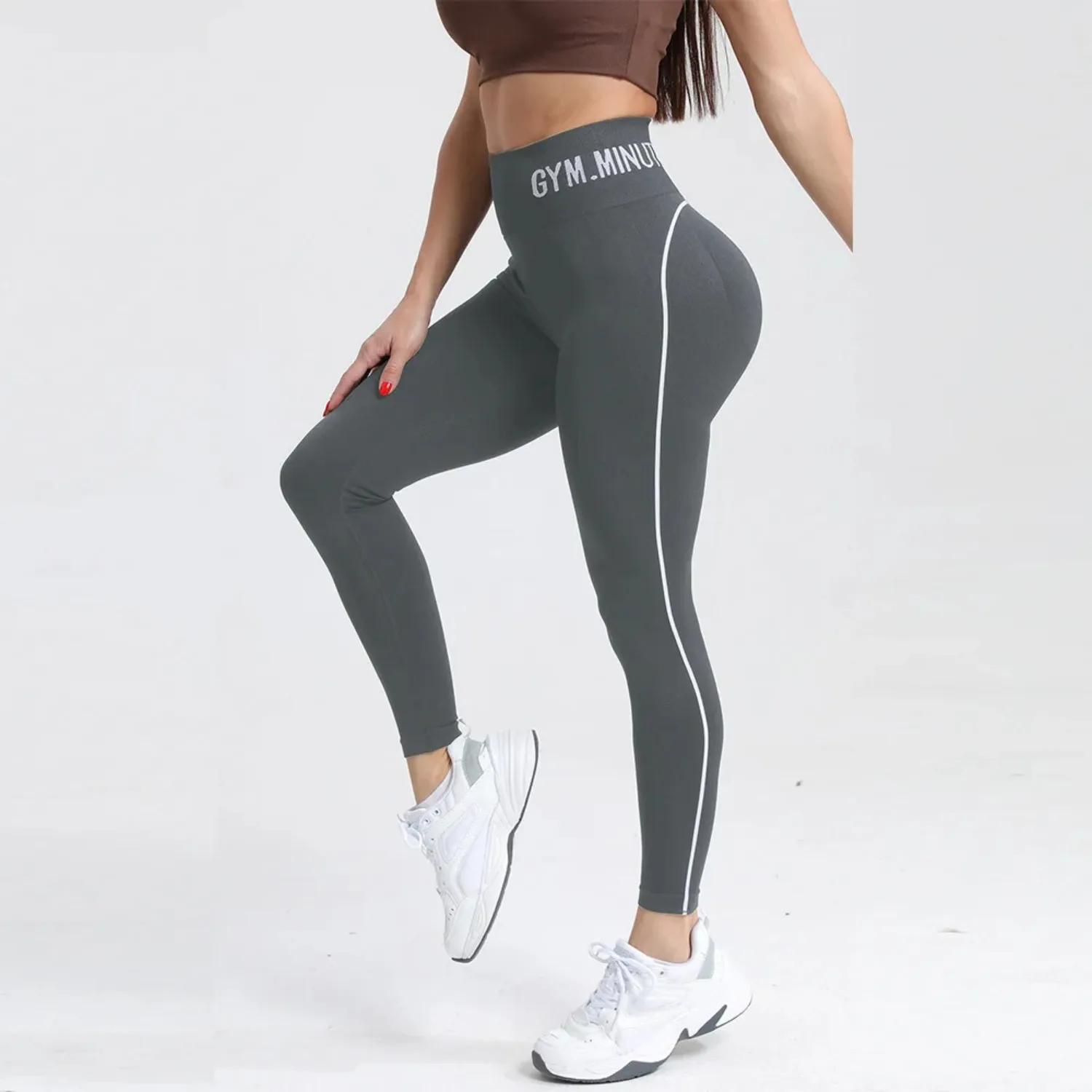 New Color-Blocking Letter Leggings Women Gym High Waist Yoga Pants Seamless Hip Lift Fitness Tights Quick Dry Workout Pants