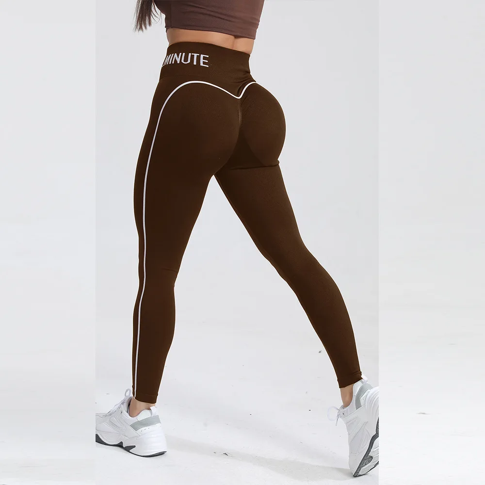 New Color-Blocking Letter Leggings Women Gym High Waist Yoga Pants Seamless Hip Lift Fitness Tights Quick Dry Workout Pants