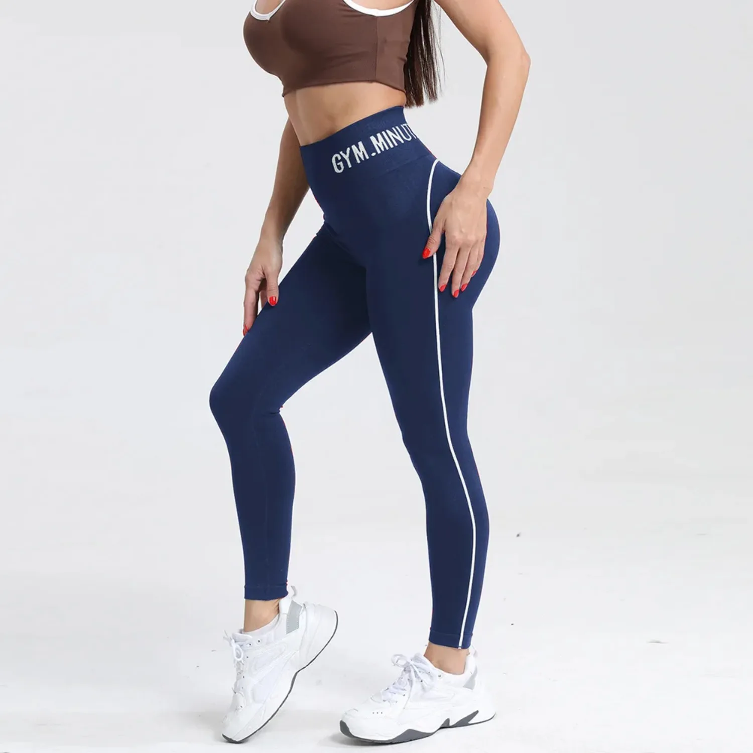 New Color-Blocking Letter Leggings Women Gym High Waist Yoga Pants Seamless Hip Lift Fitness Tights Quick Dry Workout Pants