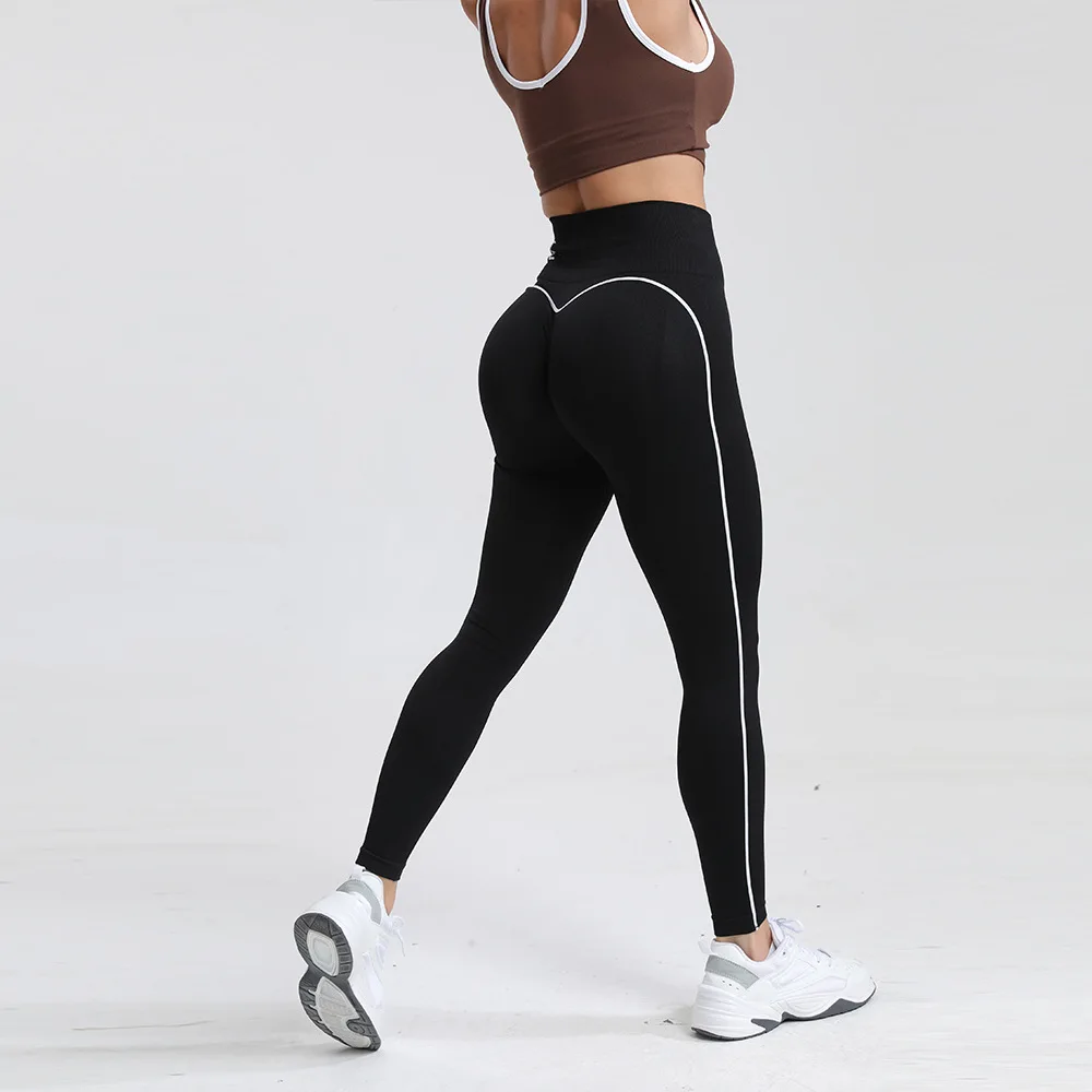 New Color-Blocking Letter Leggings Women Gym High Waist Yoga Pants Seamless Hip Lift Fitness Tights Quick Dry Workout Pants