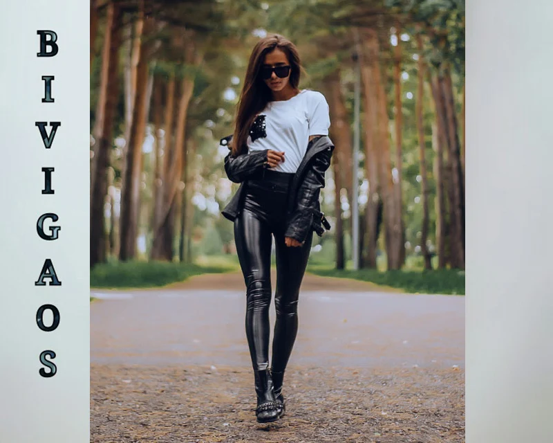 BIVIGAOS Fall Winter Women's Fleece Black Leather Pants Female PU Leggings Slim Skinny High Waist PU Leggings Trousers For Women
