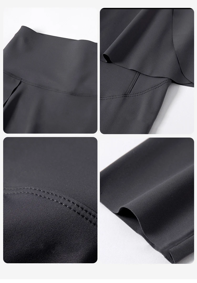 BIVIGAOS Spring New Fake Two Pieces Sharkskin Leggings Skirt Pants Women's Tight-Fitting Yoga Pantskirt Sport Fitness Leggings