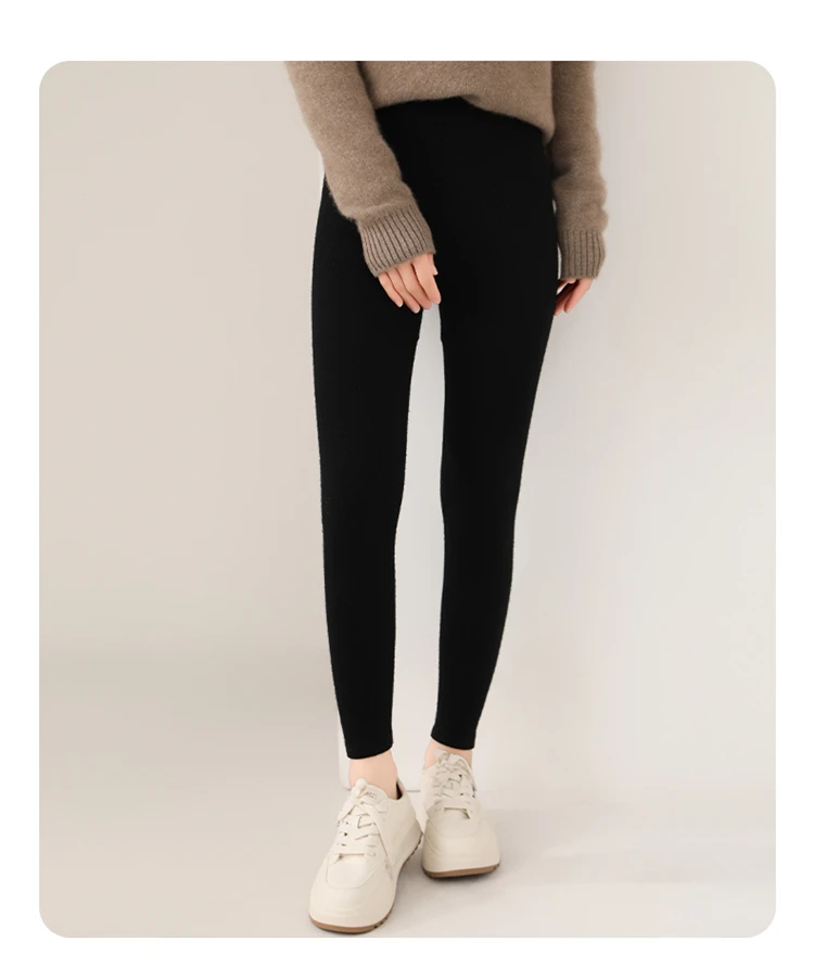 FRSEUCAG Hot selling new women's wool leggings slim fit and warm autumn and winter knitted women's long Australian wool leggings
