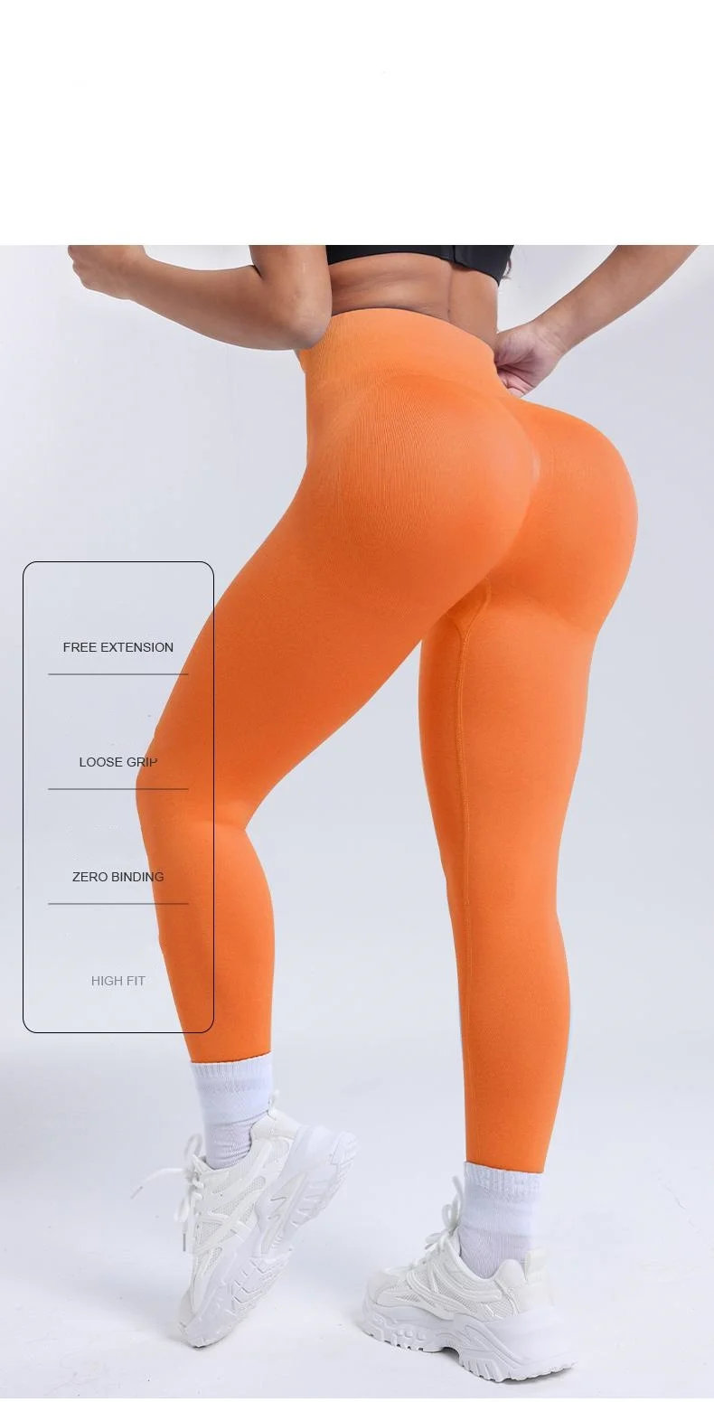 Women Fitness Solid Color Seamless Leggings High Waist Push Up Workout Jogging Running Leggings Gym Tight Sportswear Yoga Pants