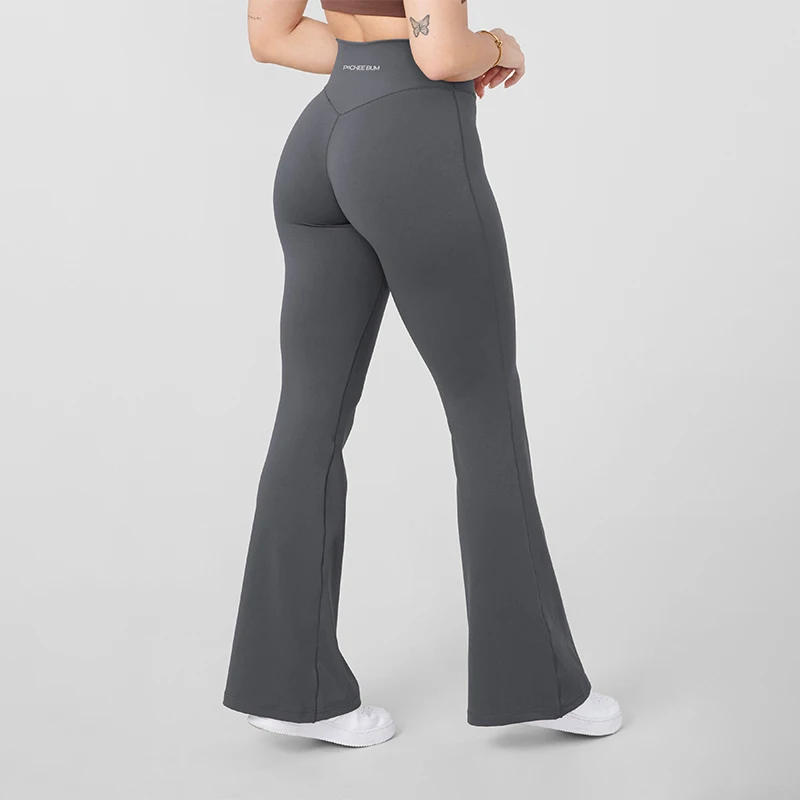 Women Bum Curve Flare Natural Lift Leggings Slim Yoga Pants High Waist Wide Leg Pants Bottoms Breathable Gym Casual Sports Pants