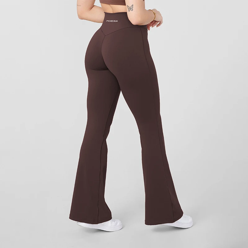 Women Bum Curve Flare Natural Lift Leggings Slim Yoga Pants High Waist Wide Leg Pants Bottoms Breathable Gym Casual Sports Pants