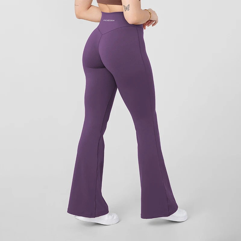 Women Bum Curve Flare Natural Lift Leggings Slim Yoga Pants High Waist Wide Leg Pants Bottoms Breathable Gym Casual Sports Pants
