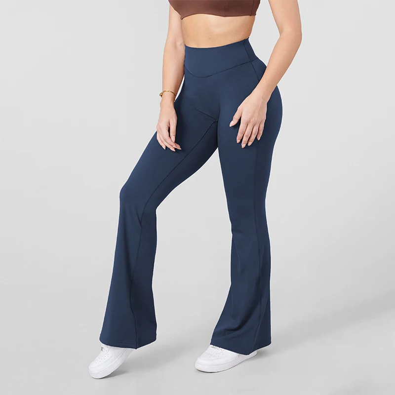 Women Bum Curve Flare Natural Lift Leggings Slim Yoga Pants High Waist Wide Leg Pants Bottoms Breathable Gym Casual Sports Pants