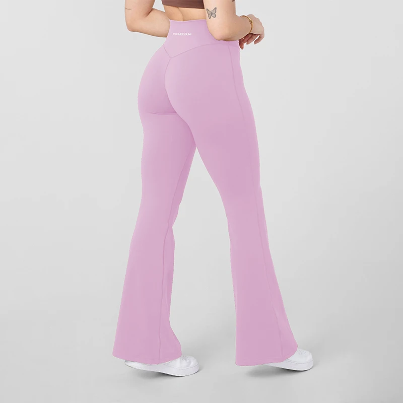 Women Bum Curve Flare Natural Lift Leggings Slim Yoga Pants High Waist Wide Leg Pants Bottoms Breathable Gym Casual Sports Pants