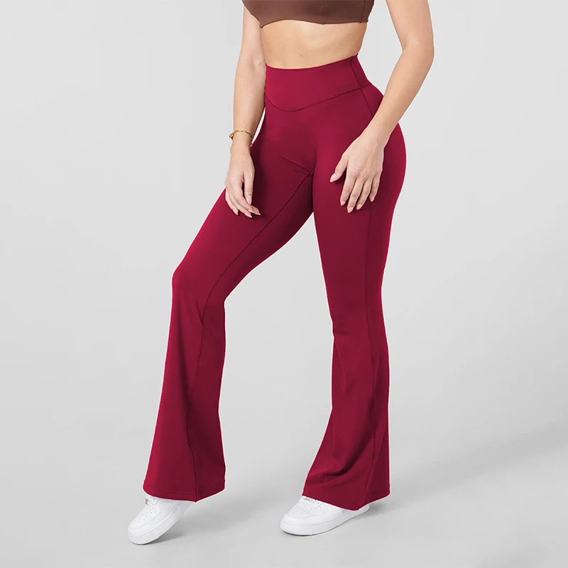 Women Bum Curve Flare Natural Lift Leggings Slim Yoga Pants High Waist Wide Leg Pants Bottoms Breathable Gym Casual Sports Pants