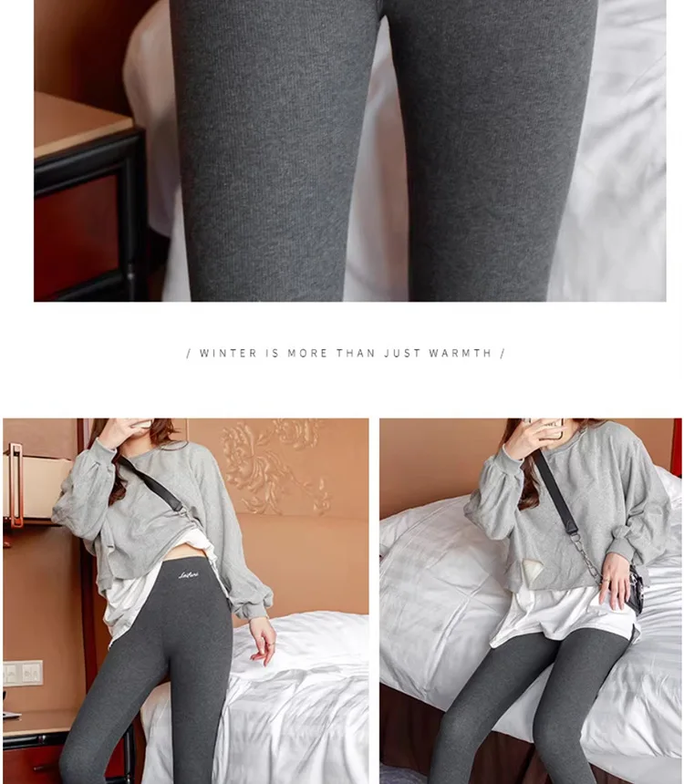 Autumn Winter Faux Lambswool Lined Thermal Leggings for Women Elastic Skinny Warm Long Pants Women Soft Thick Base Layer Trouser