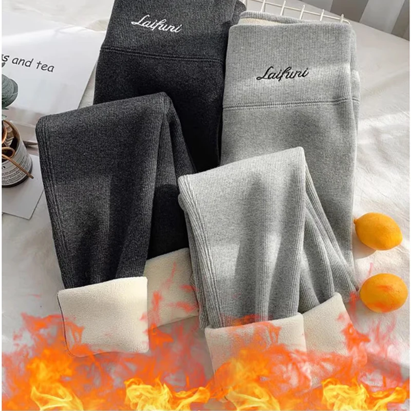 Autumn Winter Faux Lambswool Lined Thermal Leggings for Women Elastic Skinny Warm Long Pants Women Soft Thick Base Layer Trouser