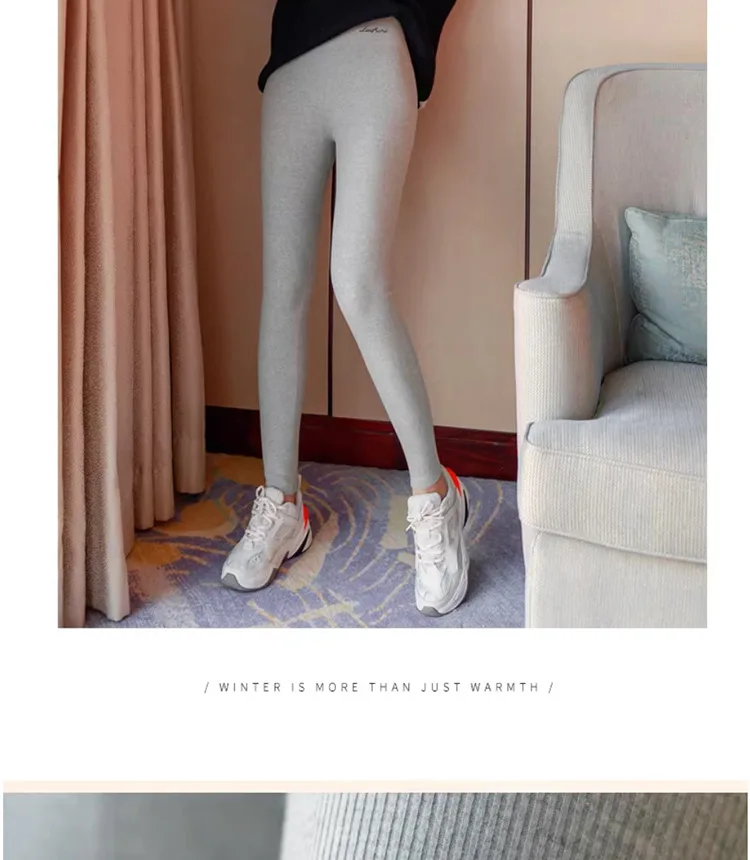 Autumn Winter Faux Lambswool Lined Thermal Leggings for Women Elastic Skinny Warm Long Pants Women Soft Thick Base Layer Trouser