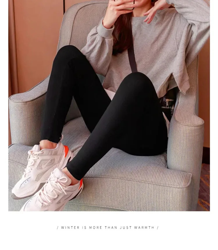 Autumn Winter Faux Lambswool Lined Thermal Leggings for Women Elastic Skinny Warm Long Pants Women Soft Thick Base Layer Trouser