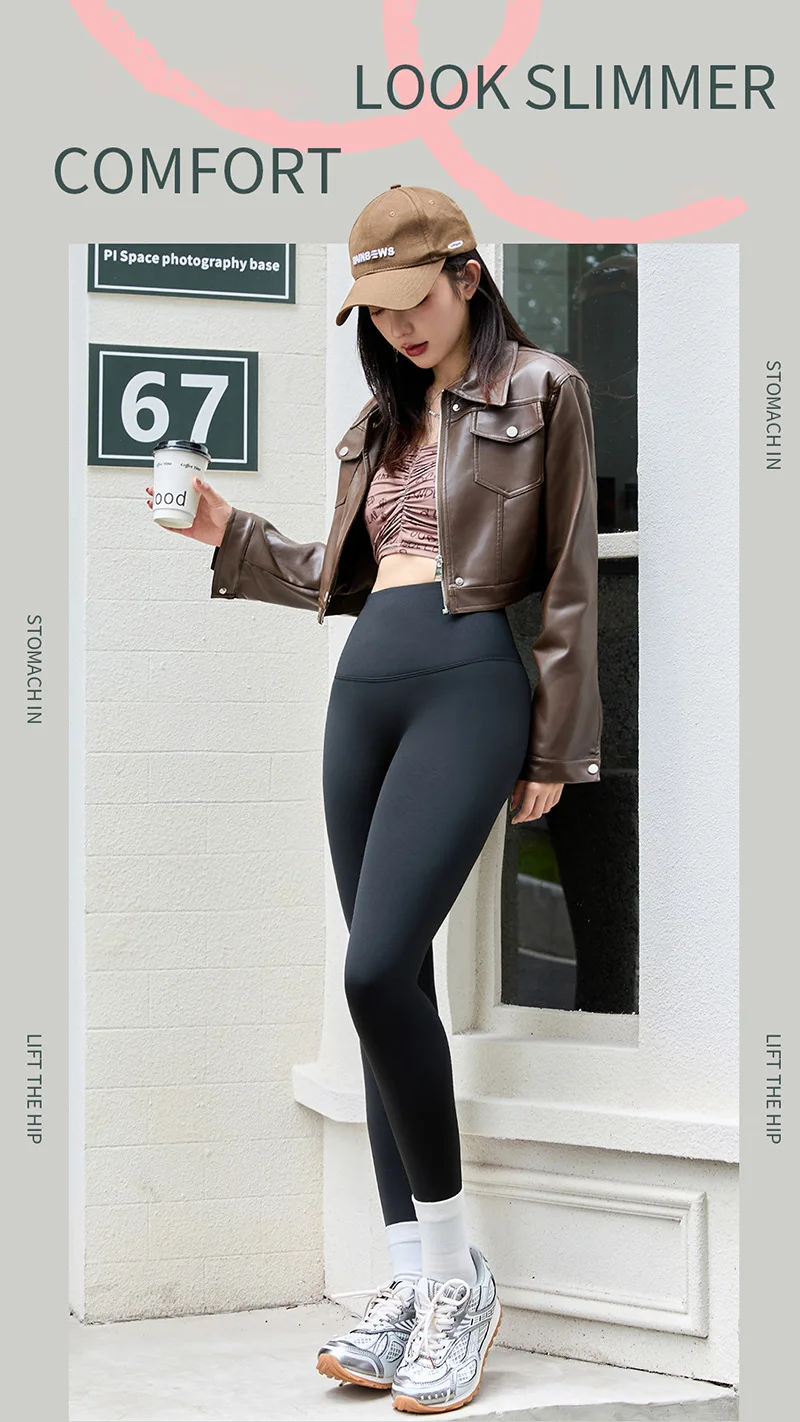 BIVIGAOS Grey Fleece Warm Sharkskin Leggings Women Autumn Winter High Waist Tight Slimming Push Up Butt Lifter Casual Leggings