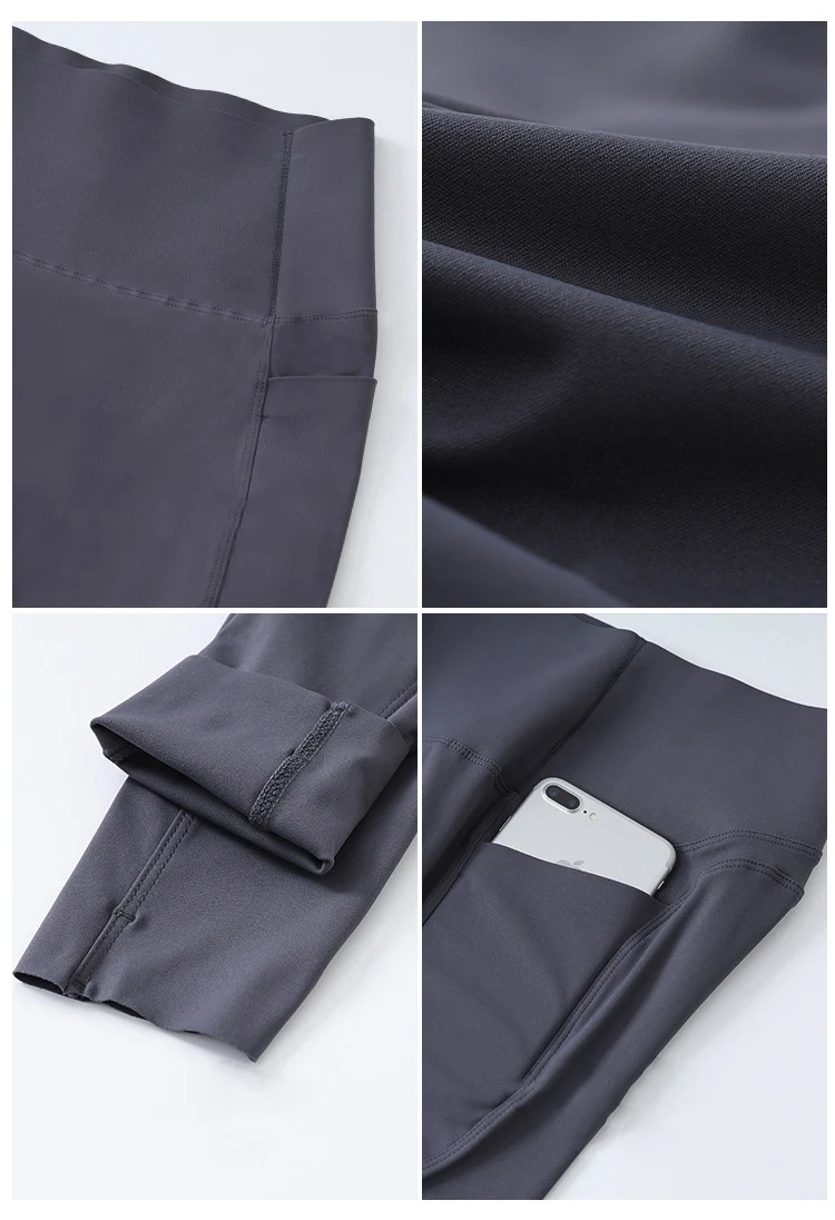 BIVIGAOS Autumn Winter Fleece Pocket Sharkskin Leggings Women High Waist Tight-Fit Velvet Thickened Warm Sports Running Leggings