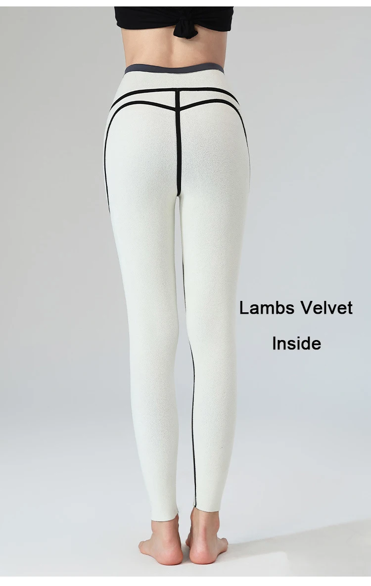 BIVIGAOS Autumn Winter Fleece Pocket Sharkskin Leggings Women High Waist Tight-Fit Velvet Thickened Warm Sports Running Leggings