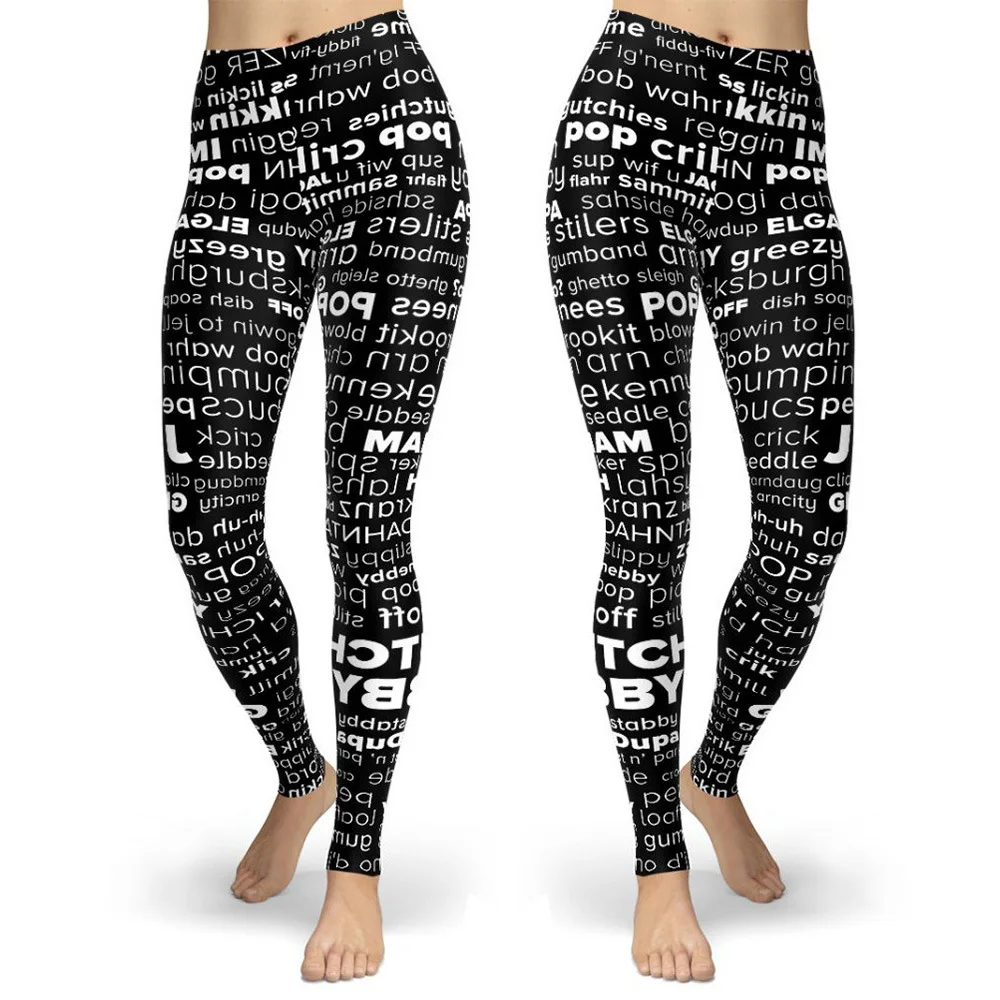 Black Design Skinny Striped Printed Sport Women Leggings Tight Push Up Pants Femme Fitness Hiking High Waist Gym Leggins Clothes