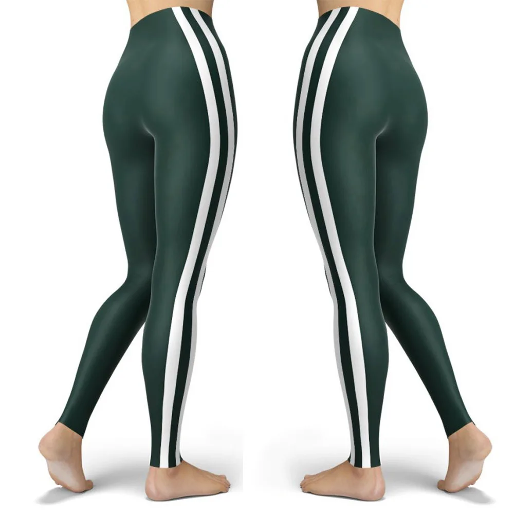 Black Design Skinny Striped Printed Sport Women Leggings Tight Push Up Pants Femme Fitness Hiking High Waist Gym Leggins Clothes