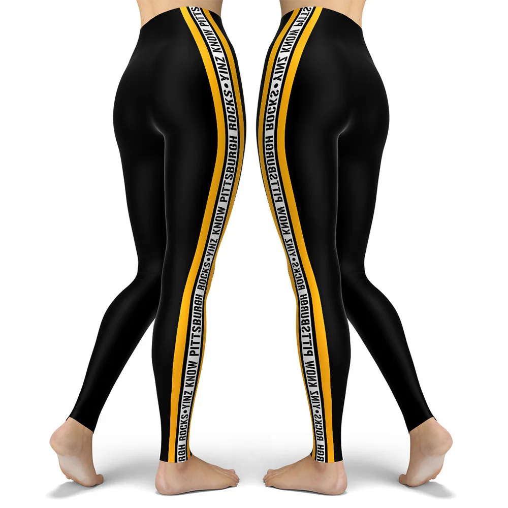 Black Design Skinny Striped Printed Sport Women Leggings Tight Push Up Pants Femme Fitness Hiking High Waist Gym Leggins Clothes