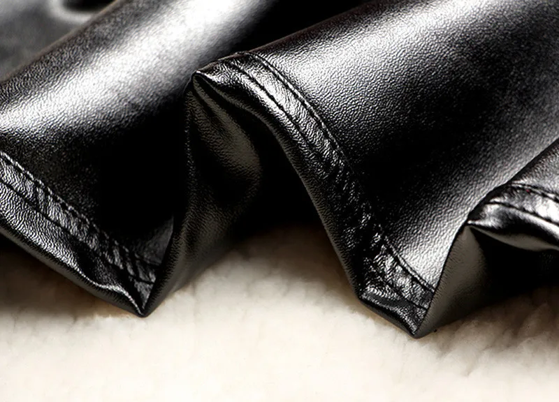 PU Leather Women Pants High Elastic Thickened Yoga Tight Sports Leggings Popular Pocket Black European New Design