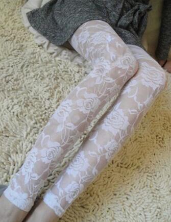 Liva Girl Sexy Fresh Cool Summer Women Rose Lace Sexy Leggings Hollow Slim Elastic Pants Black White Casual Leggings Female
