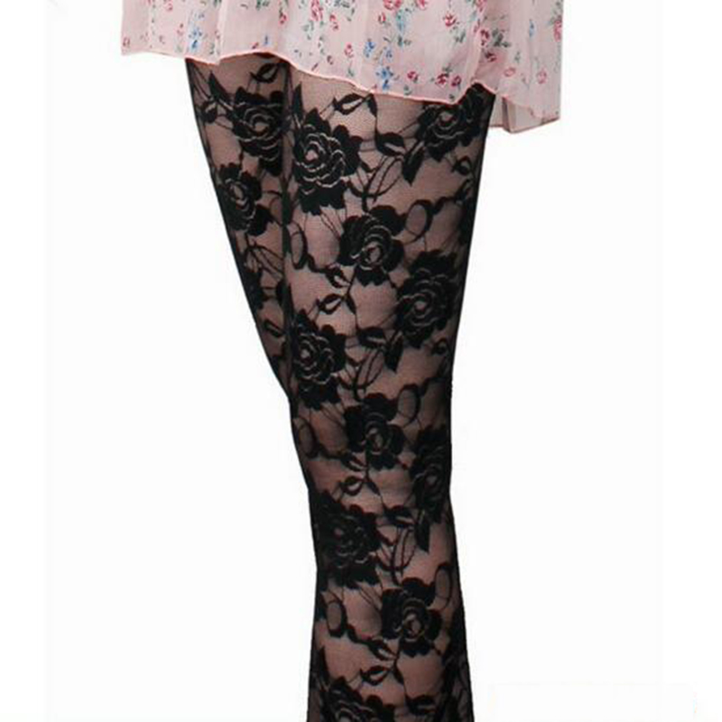 Liva Girl Sexy Fresh Cool Summer Women Rose Lace Sexy Leggings Hollow Slim Elastic Pants Black White Casual Leggings Female