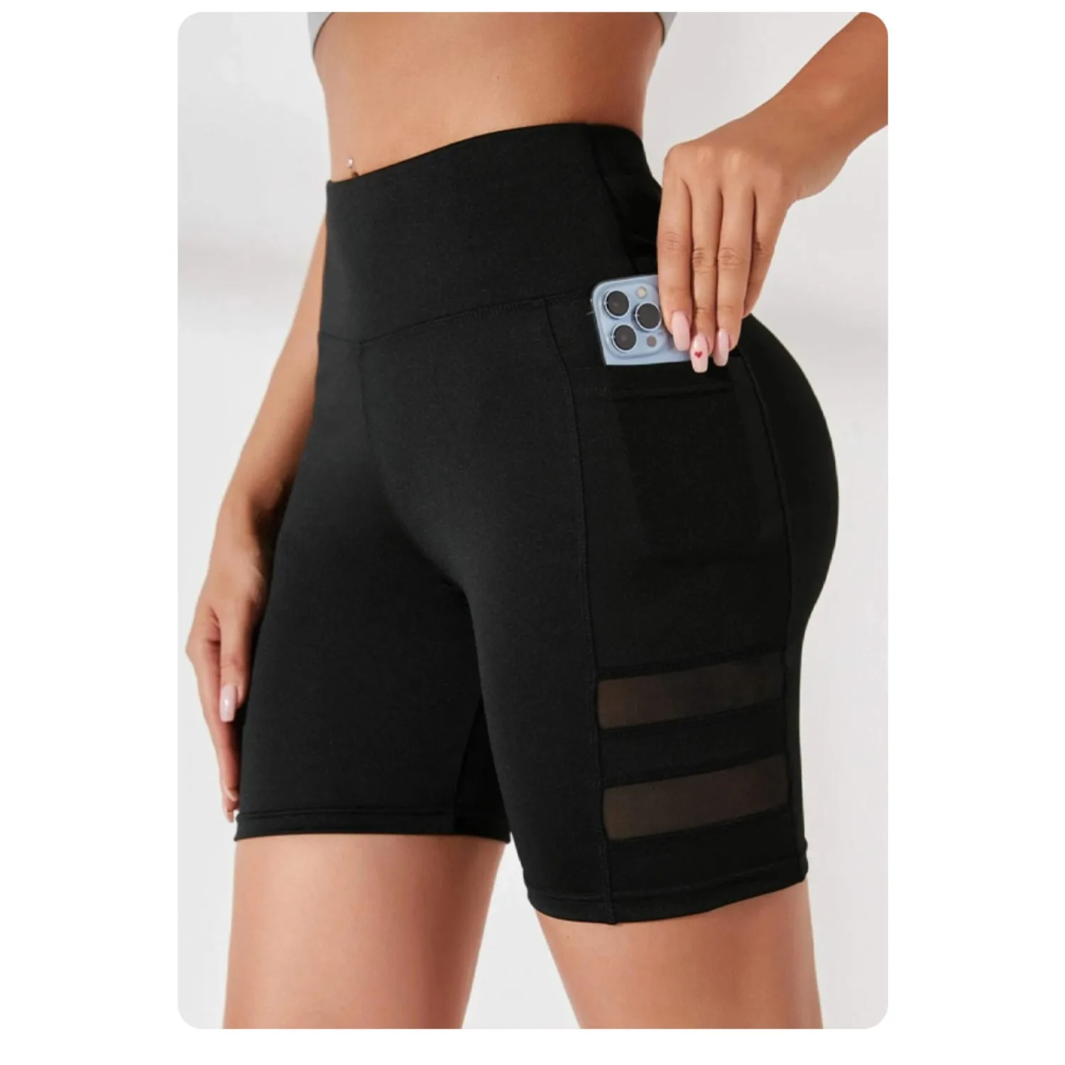 Sports Fitness Yoga Shorts Woman Pocket Slim Shorts High Waist Sexy Hip Liftting Bicker Leggings Gym Running Shorts Summer