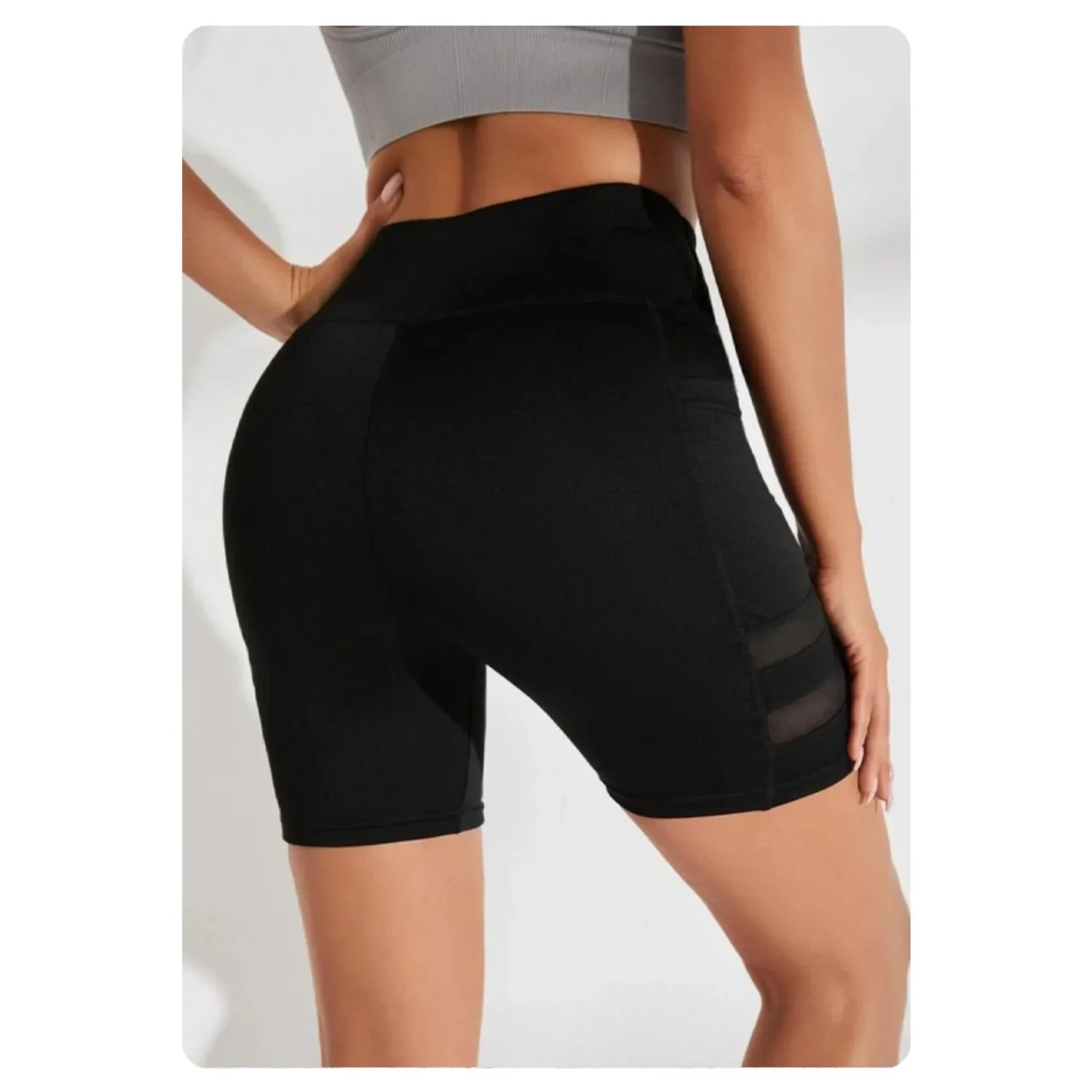 Sports Fitness Yoga Shorts Woman Pocket Slim Shorts High Waist Sexy Hip Liftting Bicker Leggings Gym Running Shorts Summer