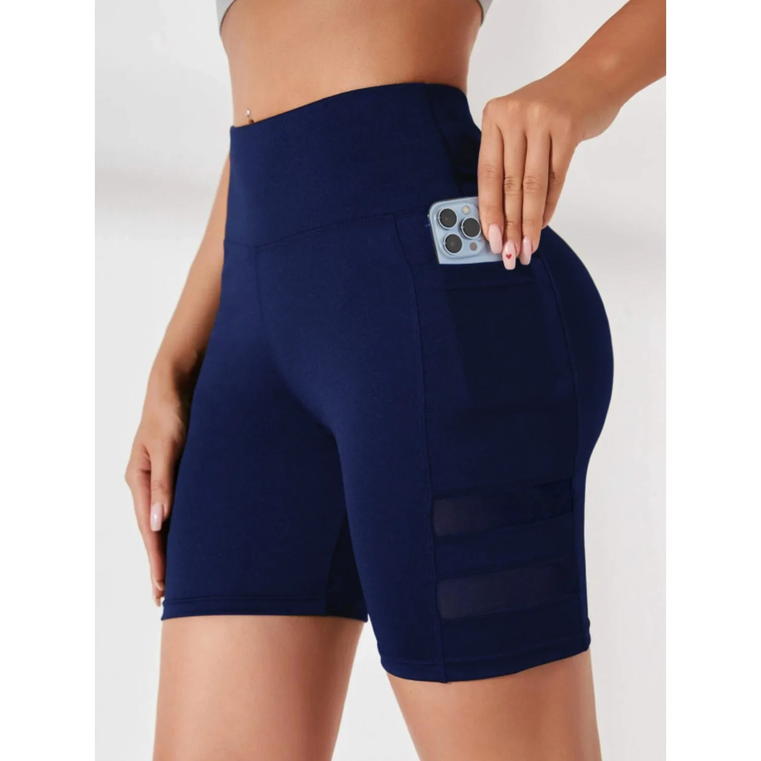 Sports Fitness Yoga Shorts Woman Pocket Slim Shorts High Waist Sexy Hip Liftting Bicker Leggings Gym Running Shorts Summer
