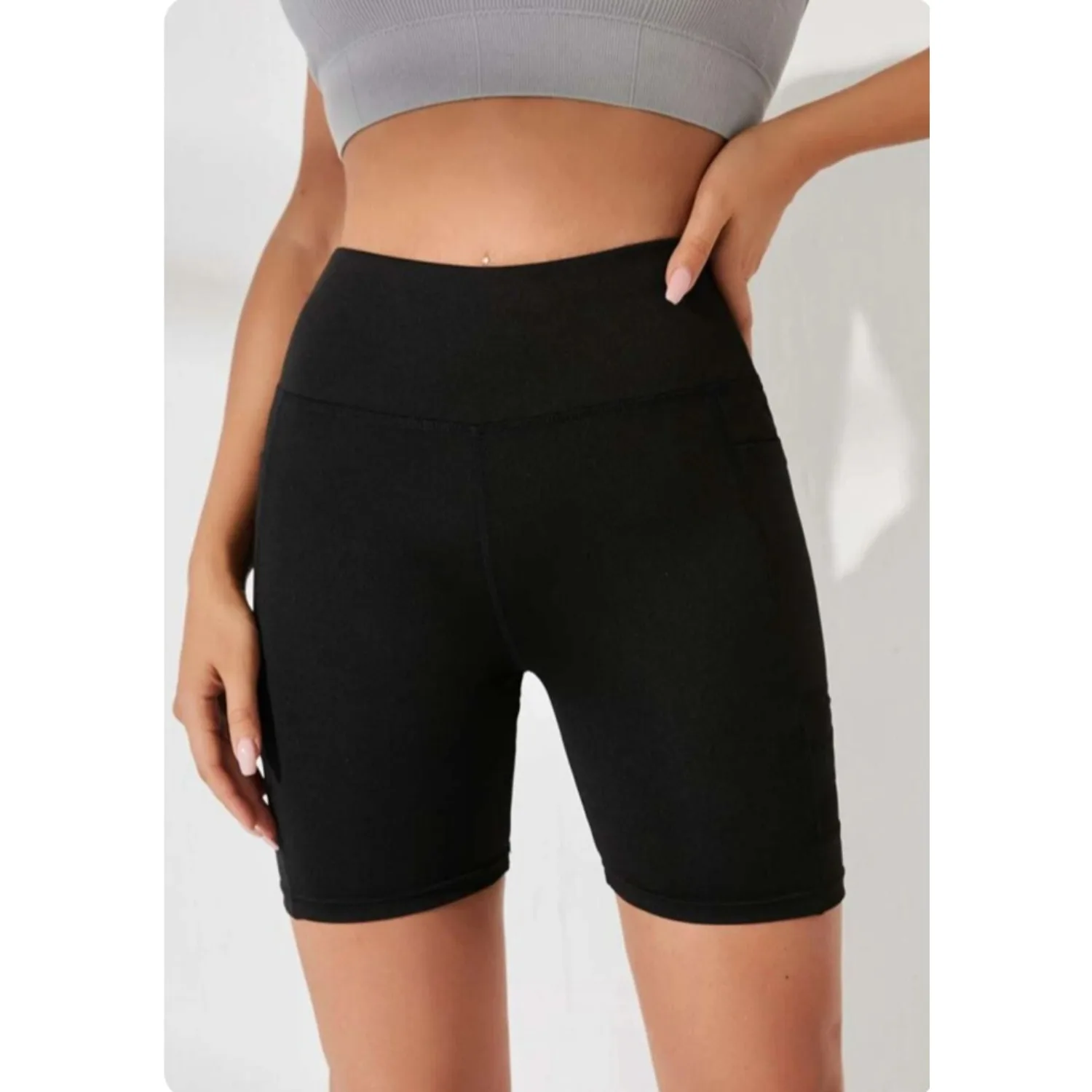 Sports Fitness Yoga Shorts Woman Pocket Slim Shorts High Waist Sexy Hip Liftting Bicker Leggings Gym Running Shorts Summer