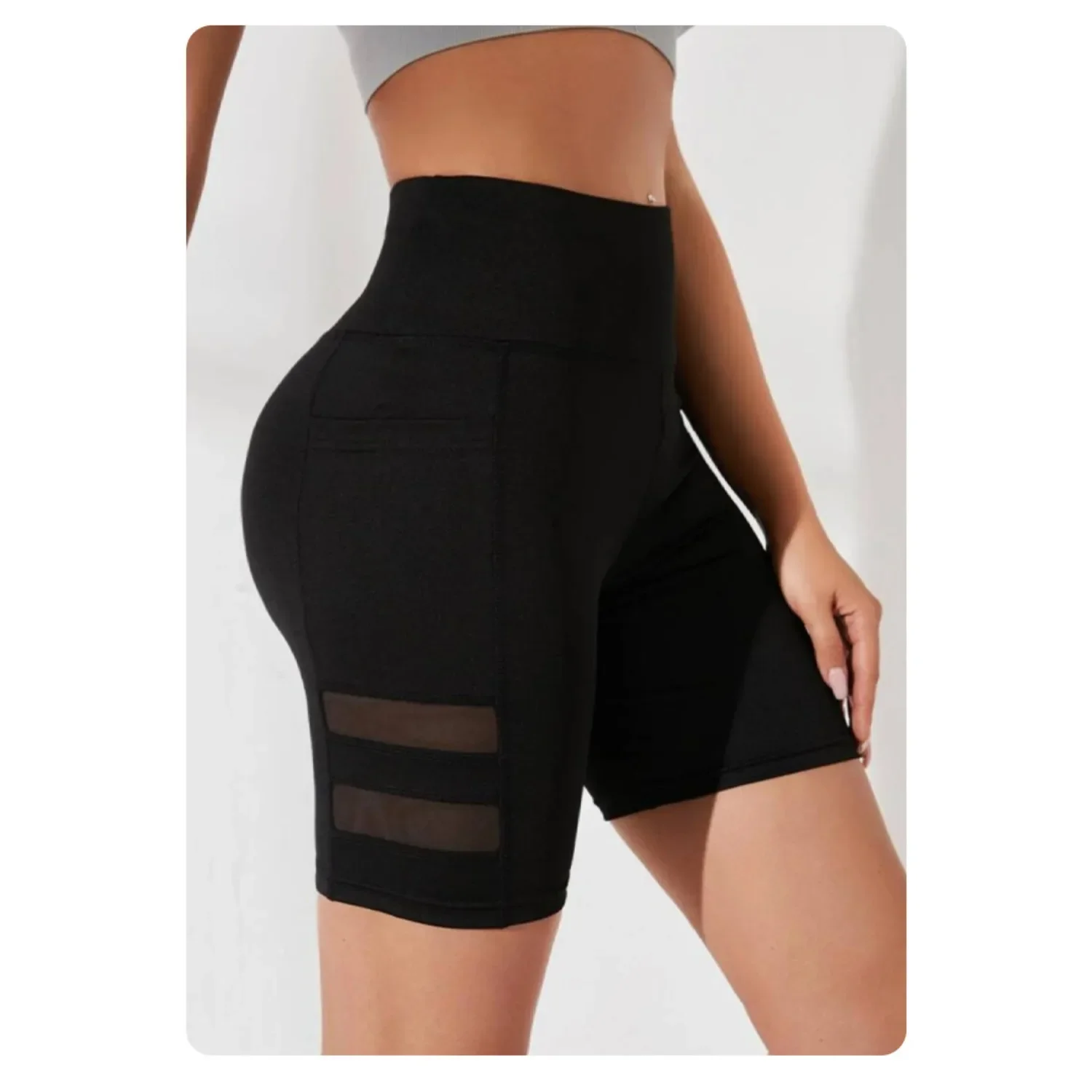 Sports Fitness Yoga Shorts Woman Pocket Slim Shorts High Waist Sexy Hip Liftting Bicker Leggings Gym Running Shorts Summer