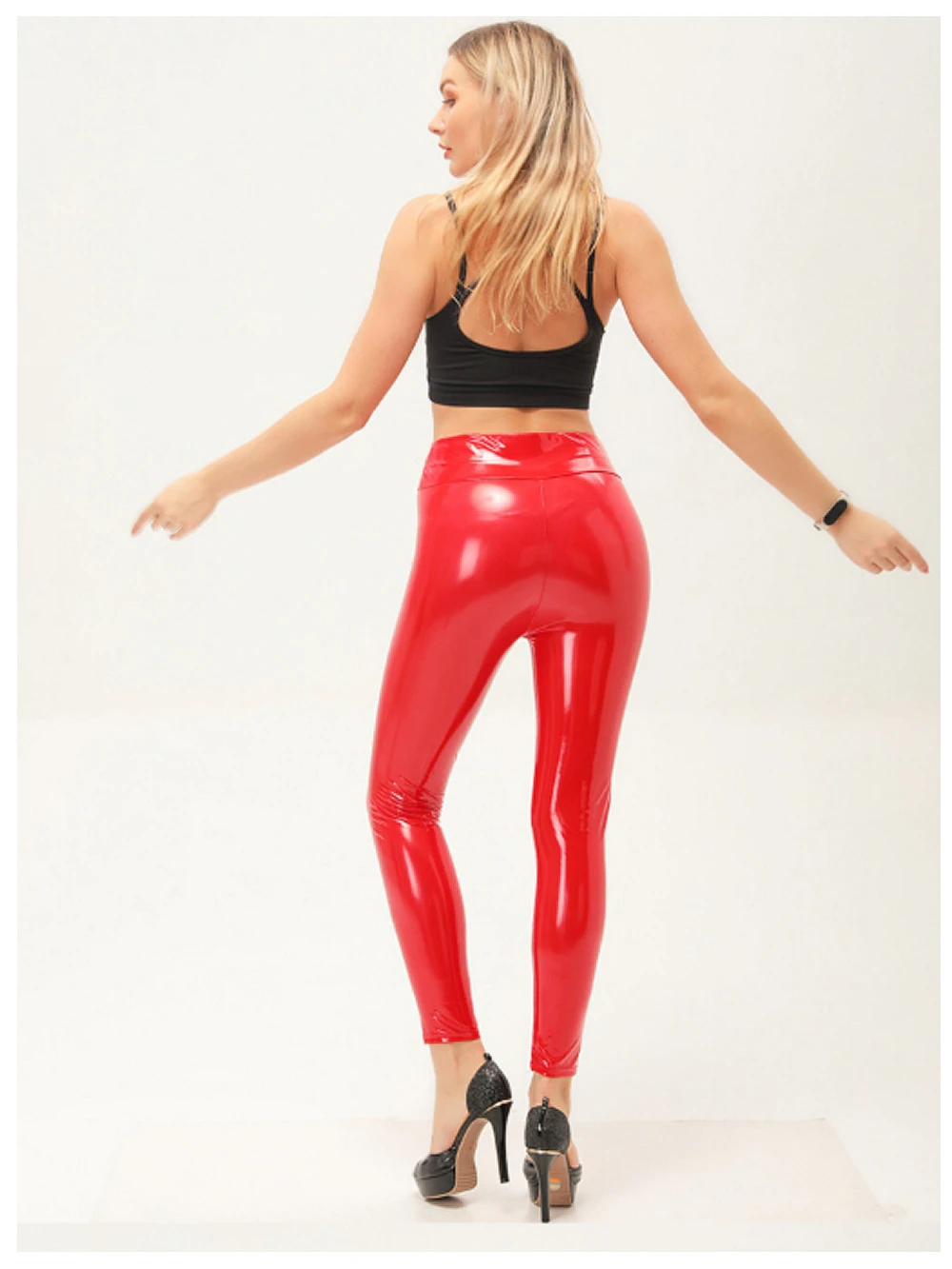 Faux Leather Shiny Leggings Mirror High Waisted Pleather Lighting Leggin Petite Shiny Party Leggings Red Shinning Leggin
