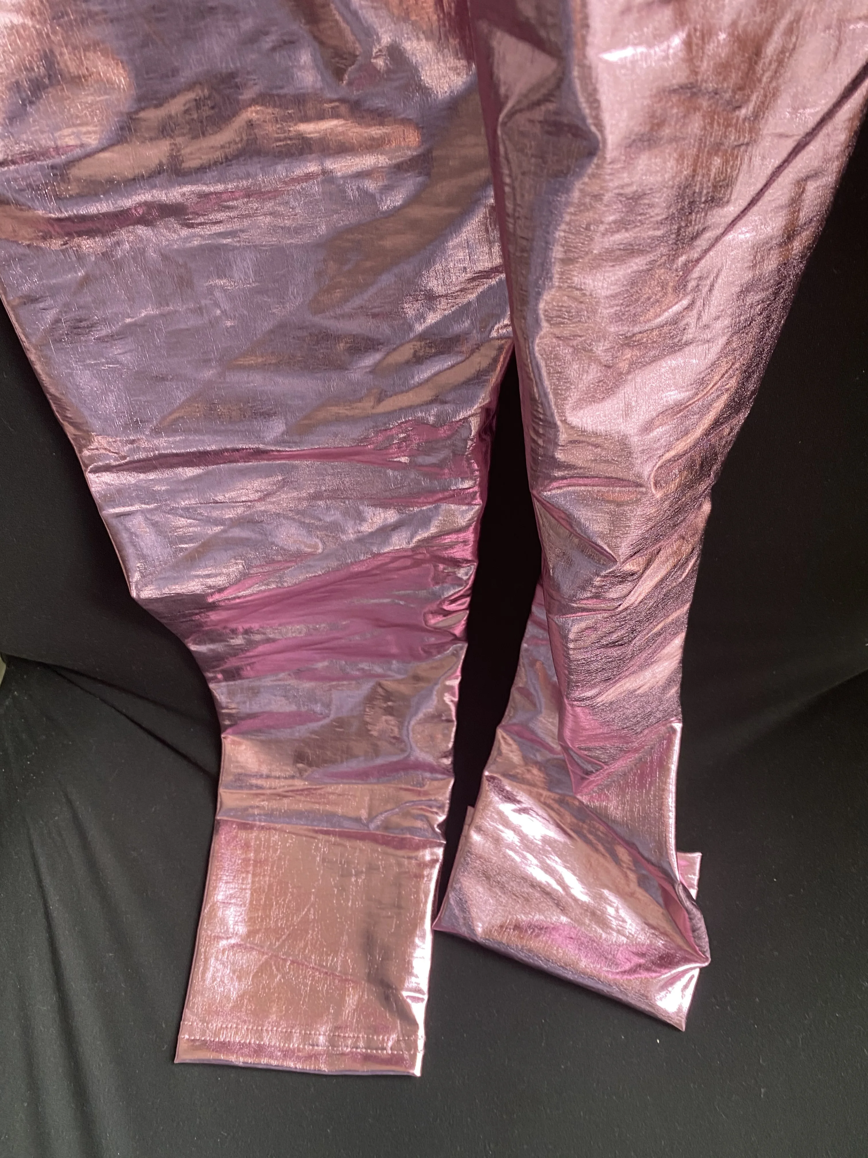 Metallic Leggings Shiny High-Waisted for Women Holiday Christmas Silver Trousers Stretchy Streetwear ouc1187