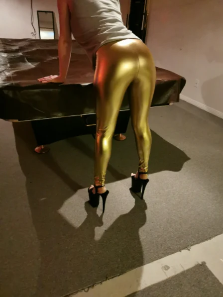 Metallic Leggings Shiny High-Waisted for Women Holiday Christmas Silver Trousers Stretchy Streetwear ouc1187