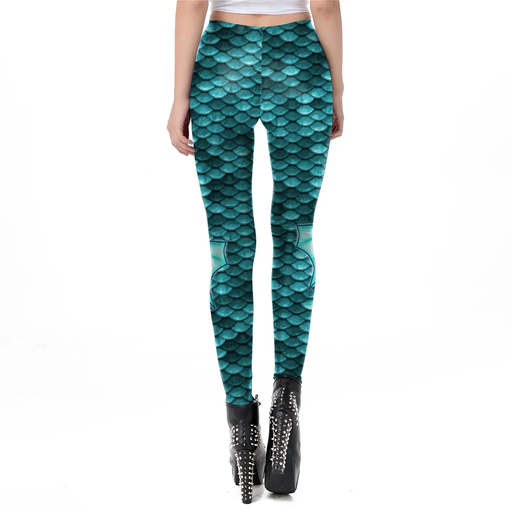 NADANBAO Galaxy Mermaid Leggings Women Workout Fitness Legging Colorful Fish Scales  Printed Leggins