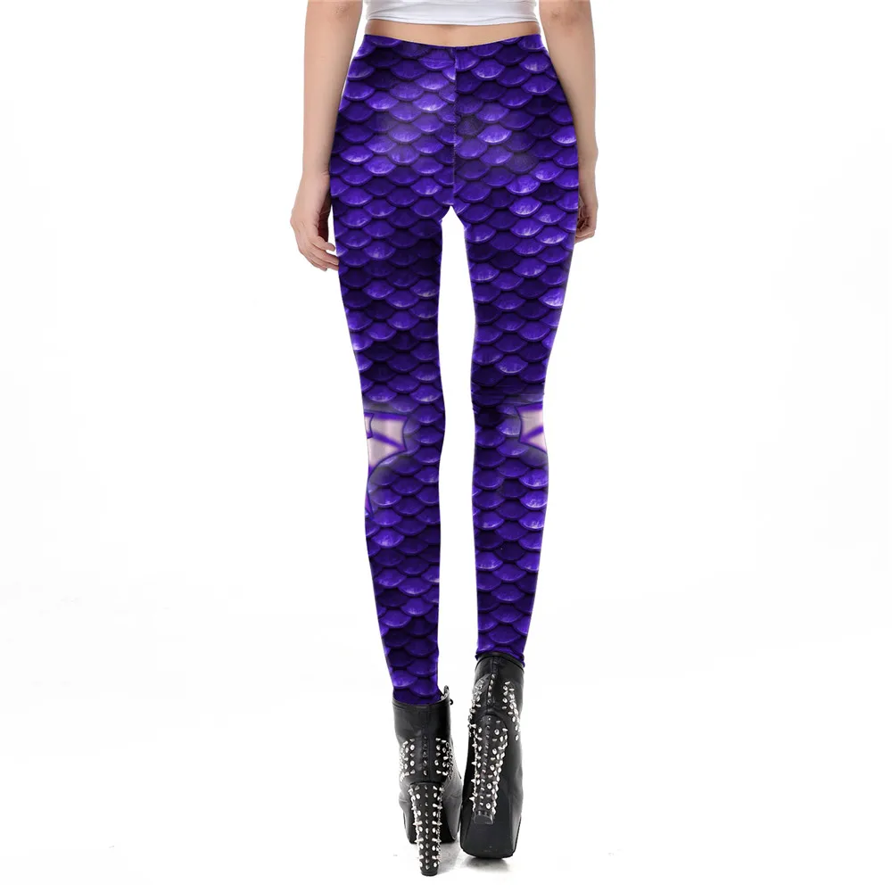 NADANBAO Galaxy Mermaid Leggings Women Workout Fitness Legging Colorful Fish Scales  Printed Leggins